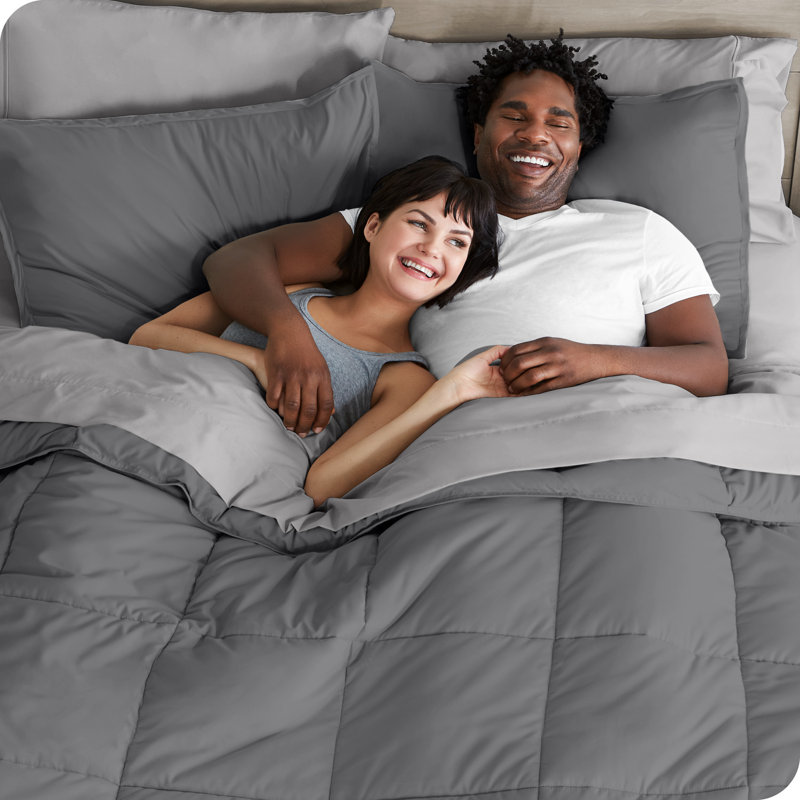 Microfiber Bed-In-A-Bag, Gray/Light Gray, California King Comforter + 6 Additional Pieces