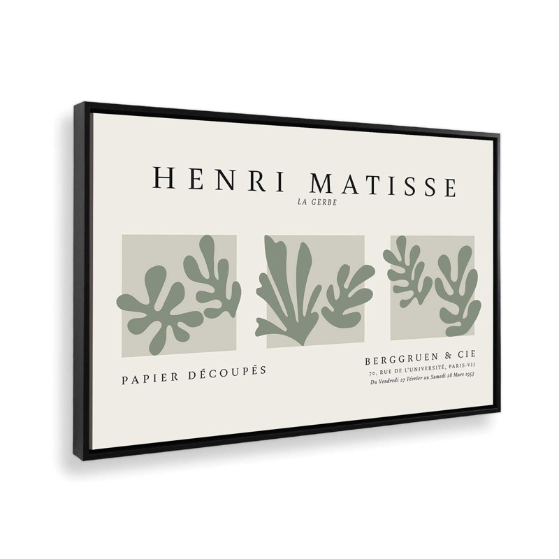 La Gerbe Trio Matisse, reproduction d'art sur toile encadrée, H 20,75 po x l 30,75 po, Noir satiné