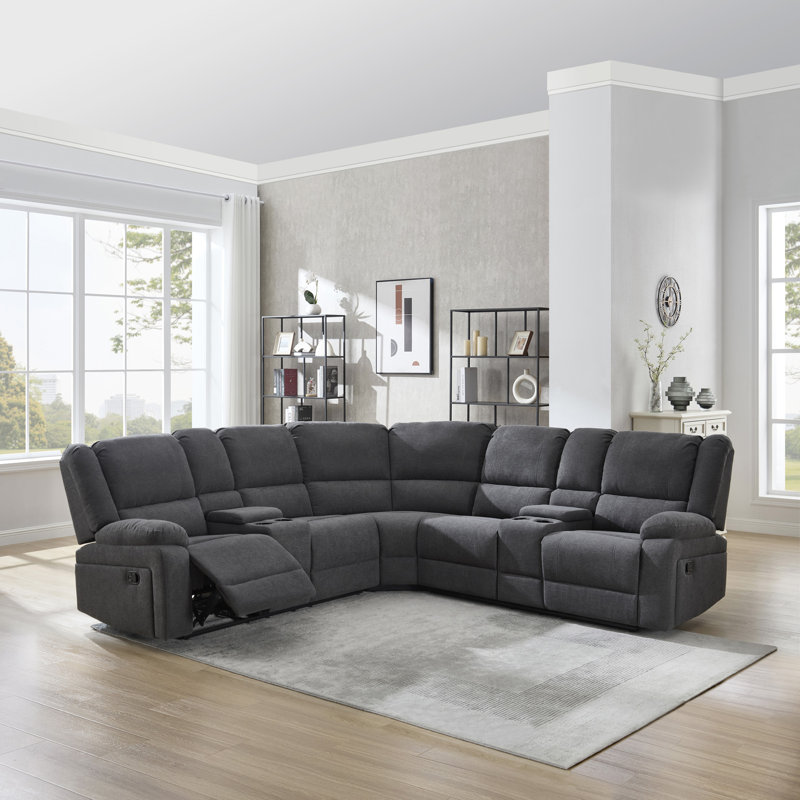 Rozay 5 Seater Reclining Sofa, Dark Gray