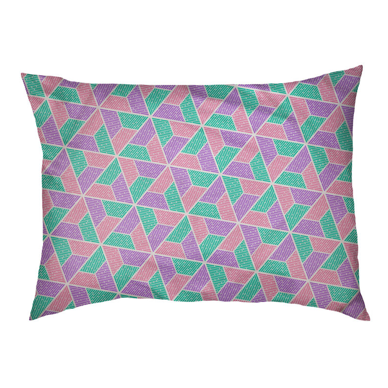Coussin pour chien Byrge Trapezoids, Très grand (l 50 po x P 40 po x H 42 po), Rose clair / Vert