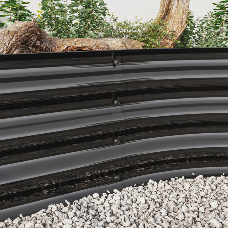Large Oval Metal Raised Garden Bed In Black, 88.99"X44.26"X11.51", For Plants, Veggies, Long-Lasting Build Black Bed, 88.99" L X 44.26" W 11.51" H, Flowers, Rust, Spacious