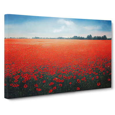 Heartwarming Poppy Field Flowers - Wrapped Canvas