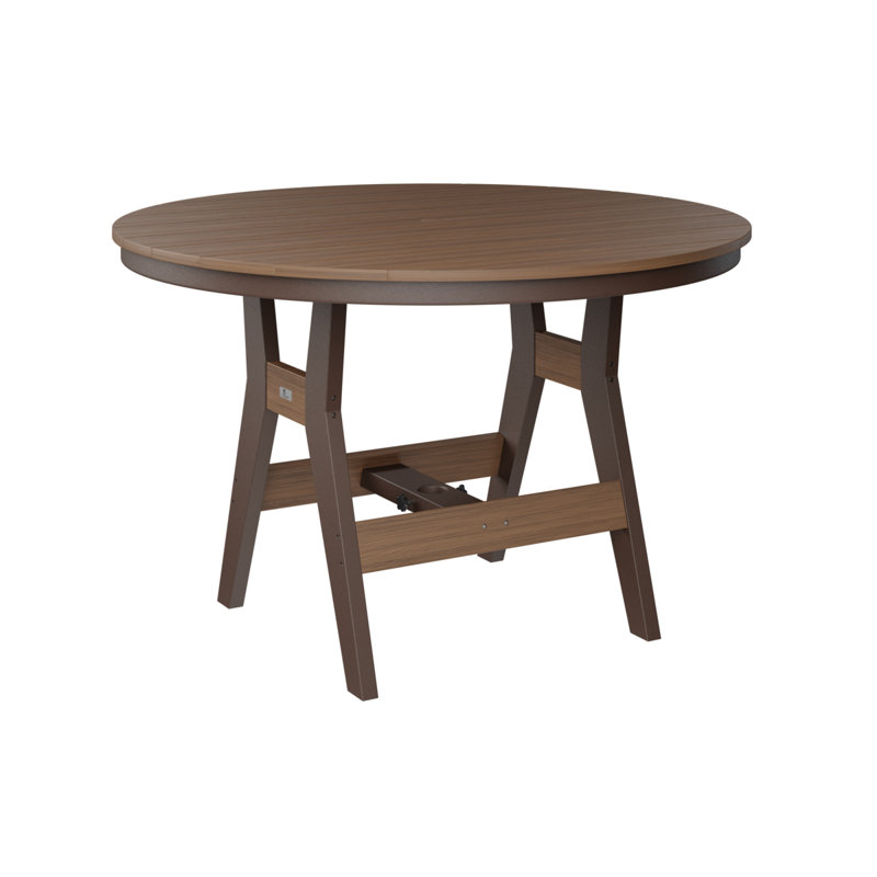 Harbor Outdoor Round Bar Table, Antique Mahogany, Chocolate Brown