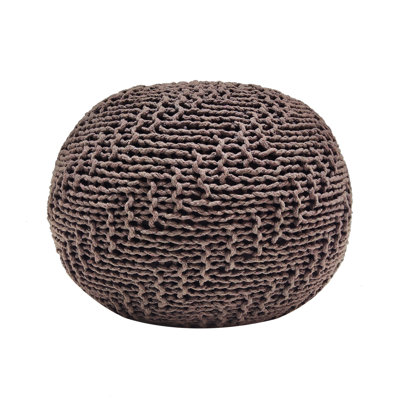 Pouf, 20 W, D, 14 H, Brown, Modern Knit Cover, Effortless Maintenance Tall Brown Weave Wide Deep, Design