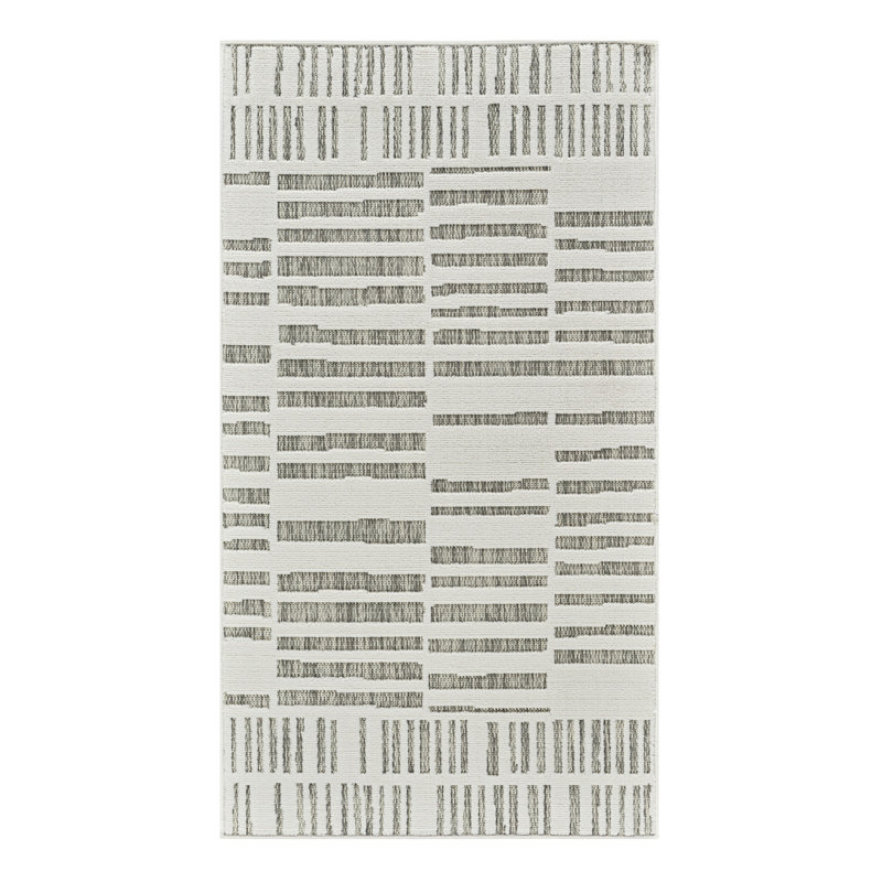 Tapis d'extérieur intérieur délavé crème et beige 3 pi x 5 pi