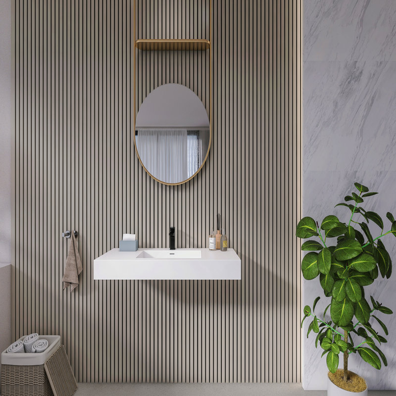 Lavabo de salle de bain rectangulaire en pierre 47,2 po