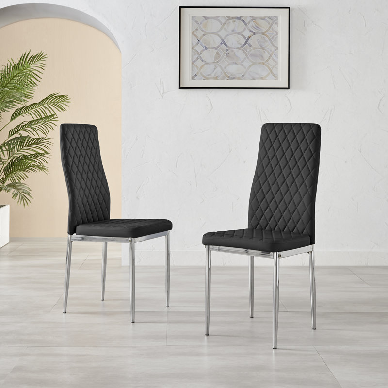 Eubanks 6 Grey Dining Table & 6 Grey Gold Leg Chairs, Black, Silver
