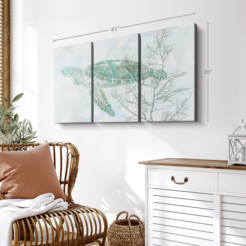 «Watercolor Sea Turtle II» sur toile, H 28 po x l 45 po x P 1,25 po
