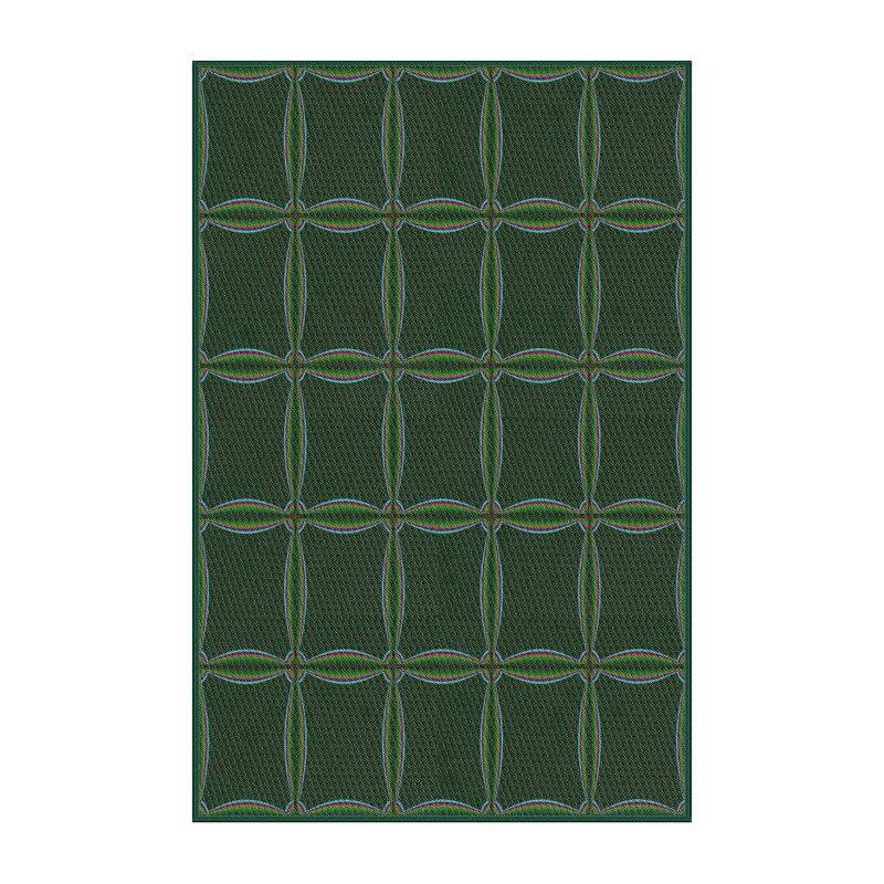 Tapis de surface verte à motif de mer, Rectangle 5 pi x 7 pi