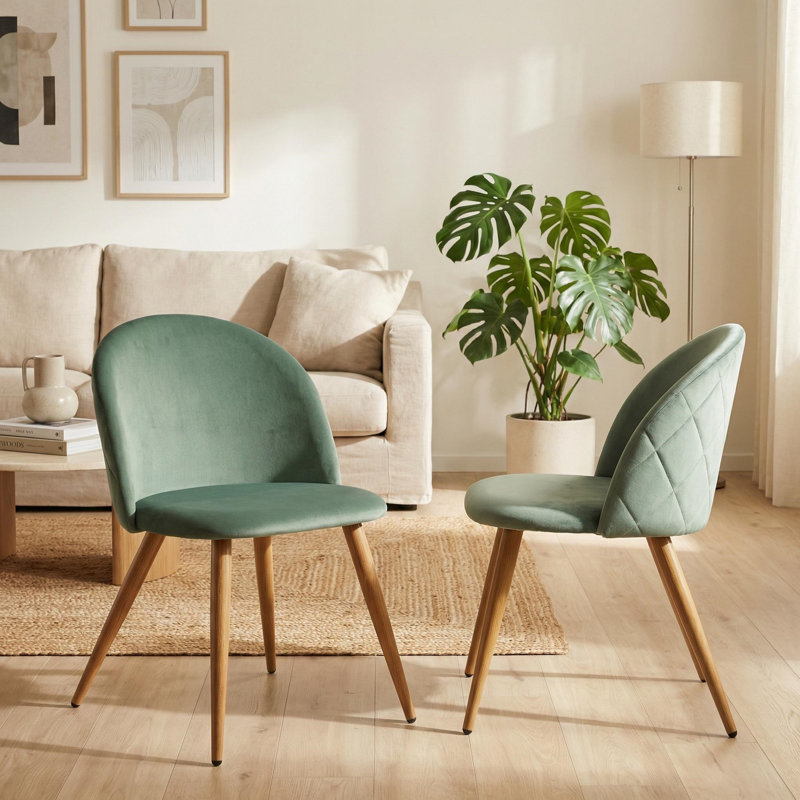 Chaise d'appoint rembourrée en velours Eurania, Catus