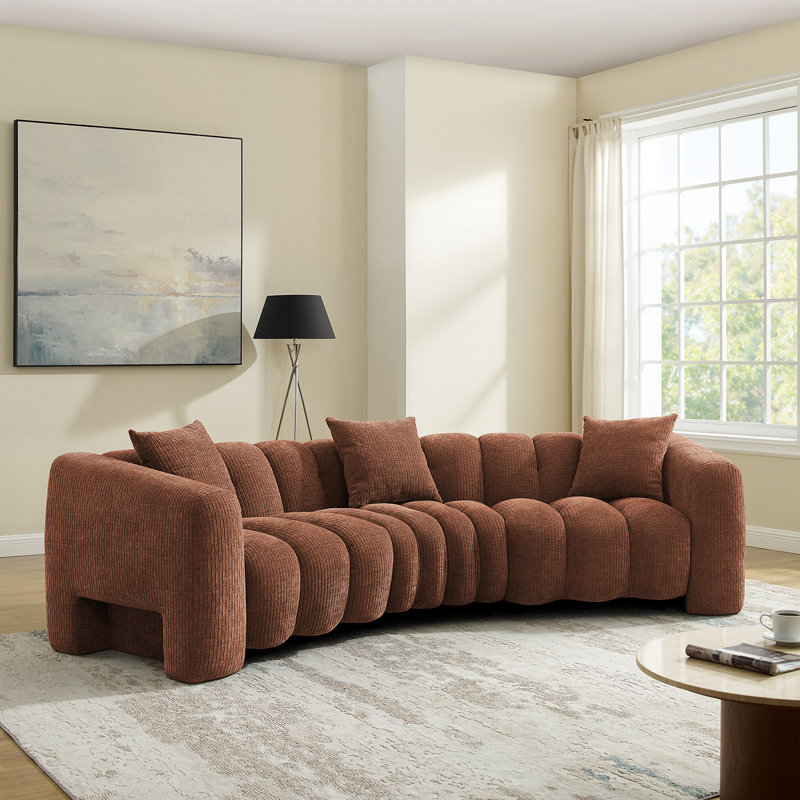 Ollis Minimore Modern Style 126.77" W Modular Curved Shape Type4 4s Sofa, Rust