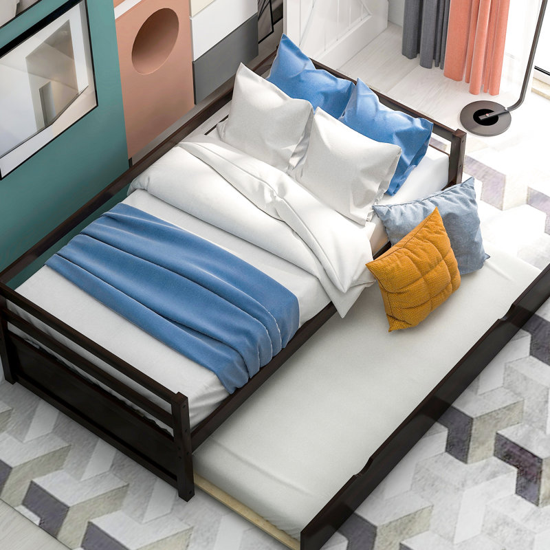 Lit de jour simple avec lit gigogne escamotable - Fabrication en bois pour cadre de chambre à coucher