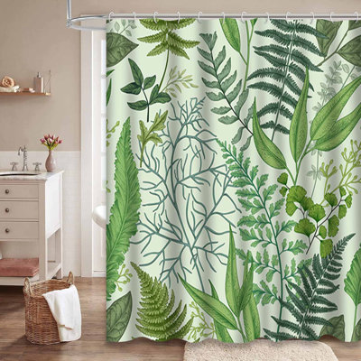 Rideau de douche imperméable à motif floral avec 12 crochets
