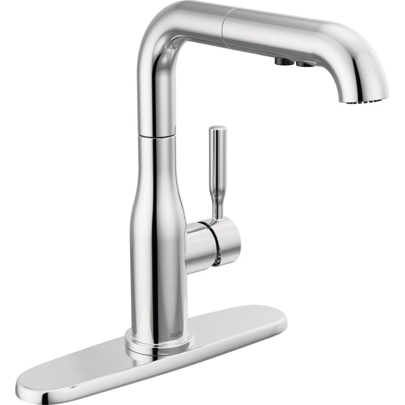 Robinet de cuisine Almari avec douchette extractible, robinet de cuisine moderne monotrou, poignée simple, chrome, Chrome