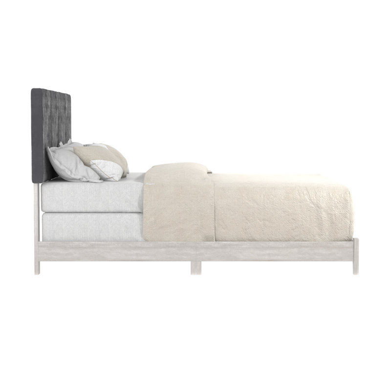 Arinola Upholstered Platform Bed, Dusty Gray Oak/Velvet Gray