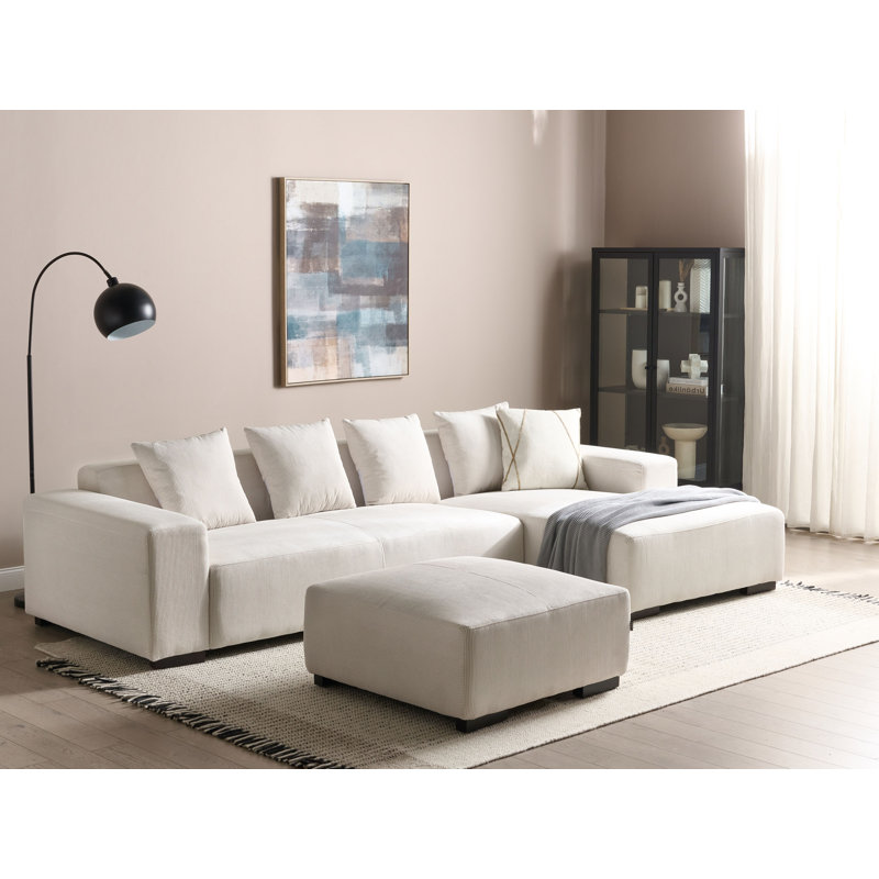 Amoriah 5 Seater Sofa & Chaise, Right Hand Facing, Off White