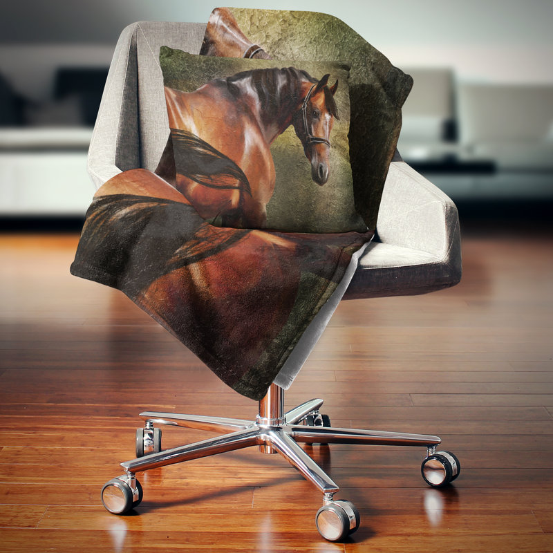 The Thoroughbred - Coussin imprimé animal, 16 po x 1 po, Coussin décoratif