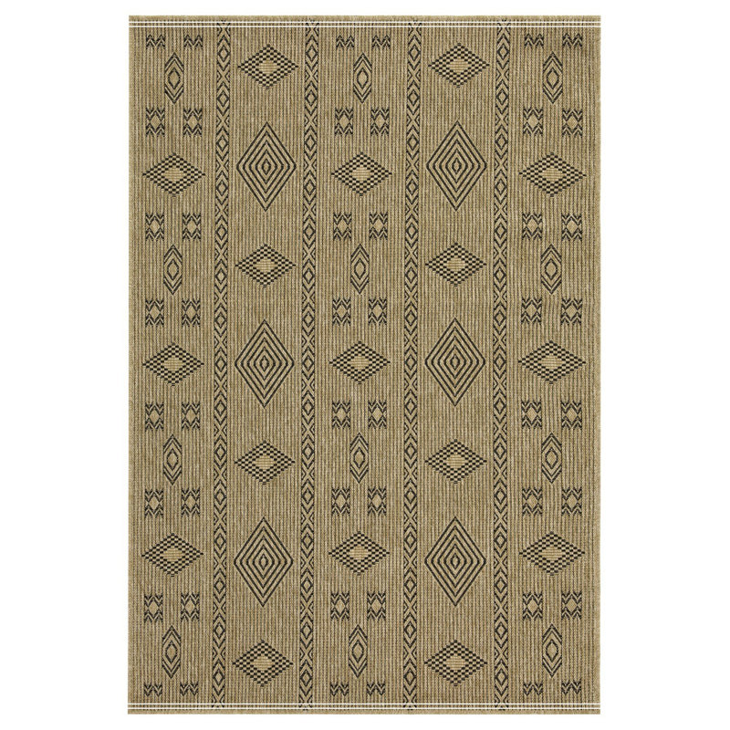 Jute/Black Indoor/Outdoor Area Rug, Rectangle 7'10" x 10'3"