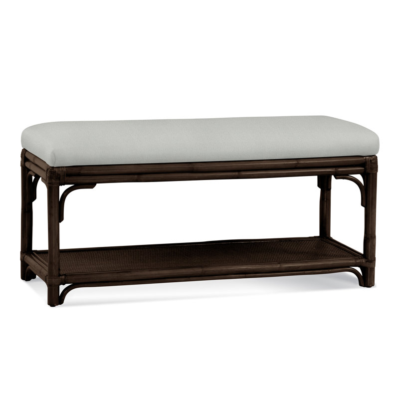 Summer Retreat Wicker Shelf Storage Bench, Coffee, White Textured Performance; 0865-91