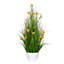 Cosmos jaune artificiel en pot et herbe verte.-902957900