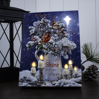 Candle Light Christmas 8x6 Lighted Tabletop Canvas