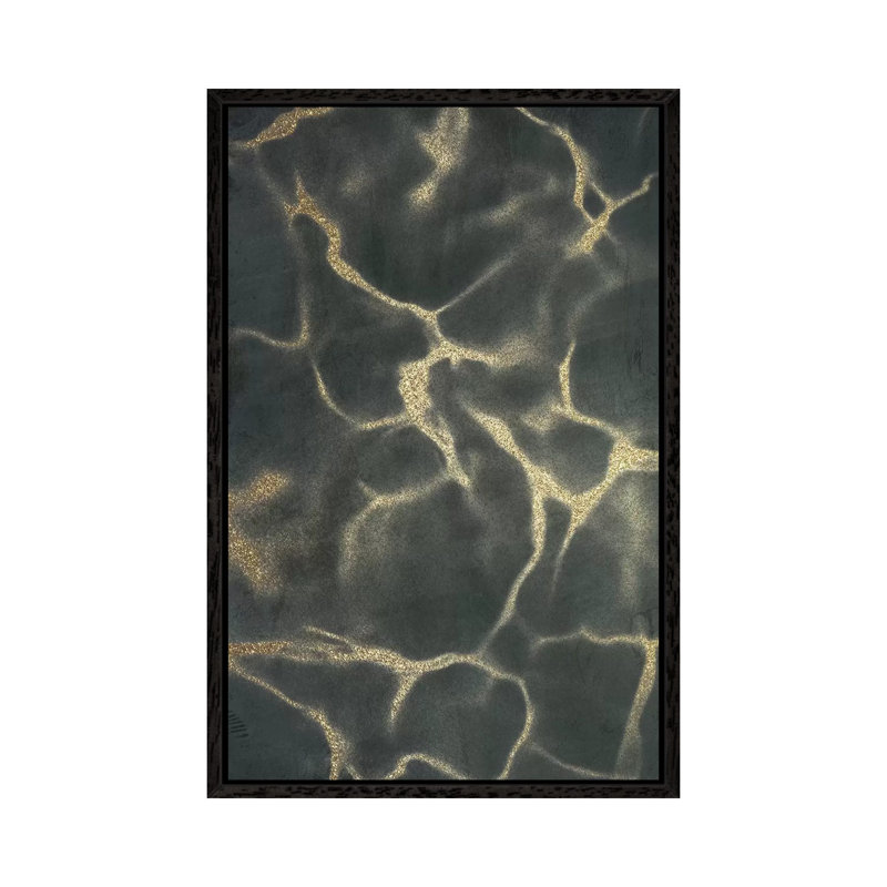 Golden Fluidity I by Marcus Prime - Painting on Canvas, 66.04cm H x 45.72cm W x 3.81cm D, Black Framed