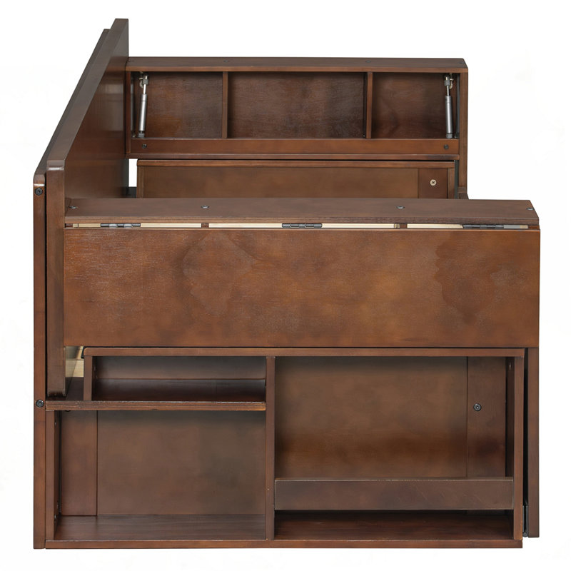 Grand lit de jour avec bureau amovible, Double , Blanc