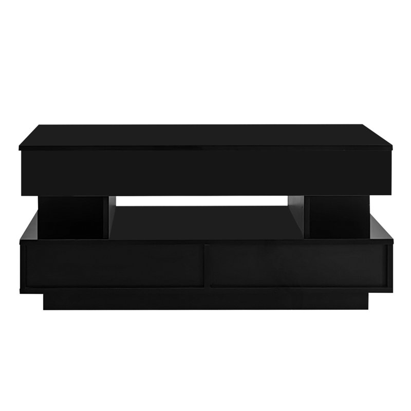 Table basse à plateau relevable avec compartiment caché, Noir