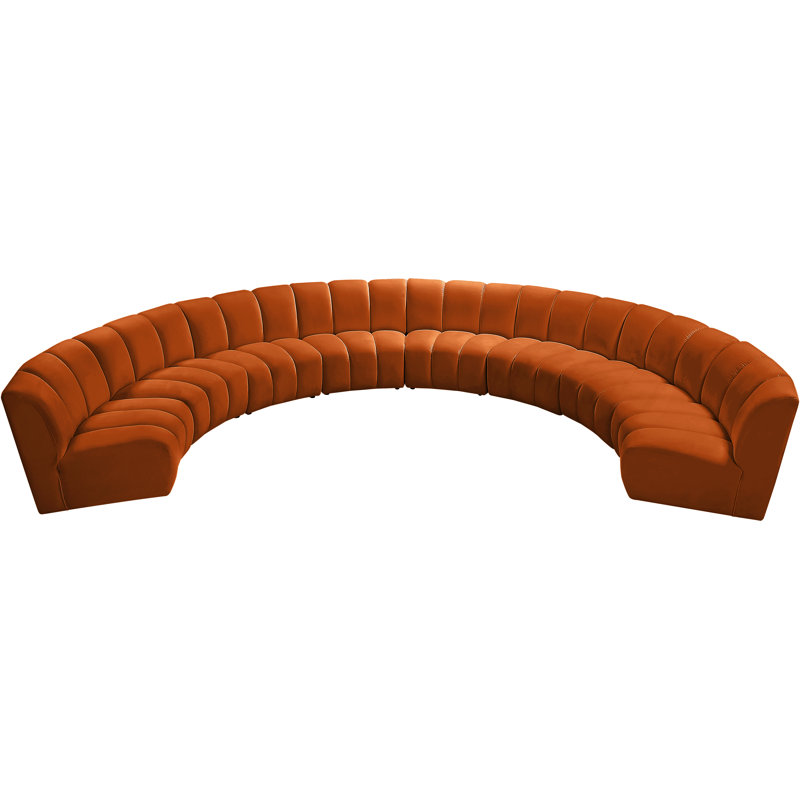 Canapé modulaire en velours Infinity, Velours cognac, 8 pièces