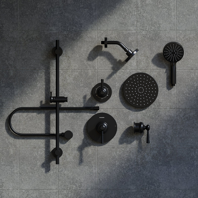 Système de douche à pluie double à 3 fonctions avec barre coulissante réglable à 3 modes