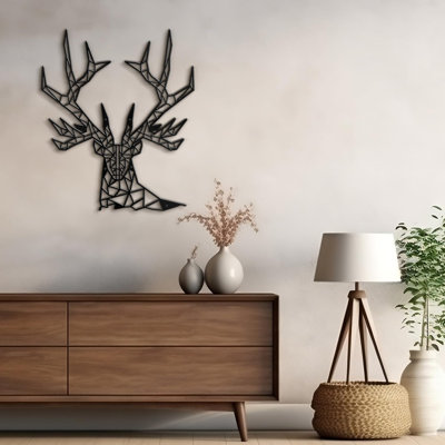 Geometric Deer Head Modern Abstract Wall Accent Sculpture Hanging Decoration Metal Wall Decor