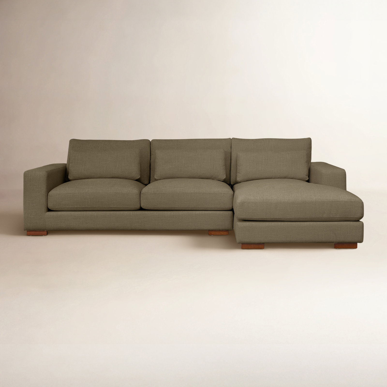 Copley 2-Piece 106.3” Upholstered Sectional, Right Hand Facing, Green Cotton Blend