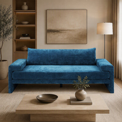 Canapé surdimensionné à 3 places avec accoudoirs larges et tissu chenille