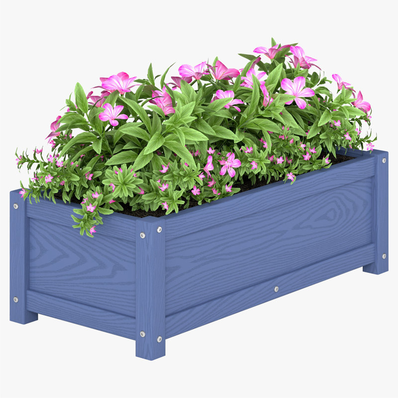 Rectangular Planter Box with Drainage Holes HDPE Garden Bed Poly Window Box,Waterproof, Weather Resistance, Navy