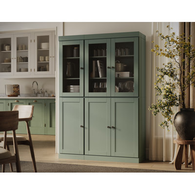 Vaisselier 100% bois massif 48,5 po avec portes Shaker, verre transparent et tablettes réglables Palace Imports