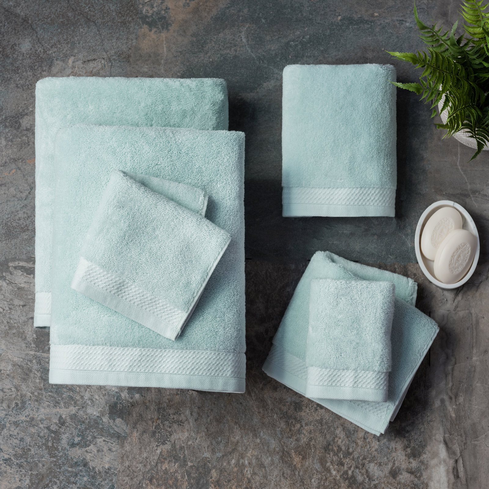 Prague 6-Piece Cotton Towel Set, Aqua