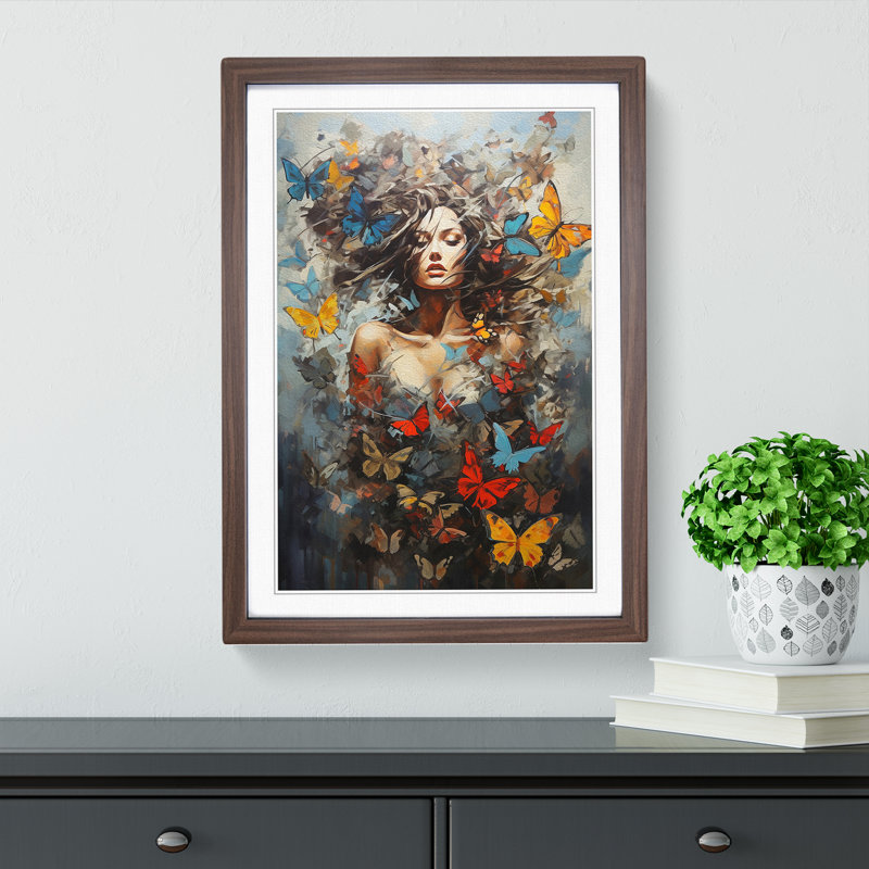Butterfly Contemporary No.2 - Framed Print, Walnut Framed, 46cm H x 34cm W x 2cm D