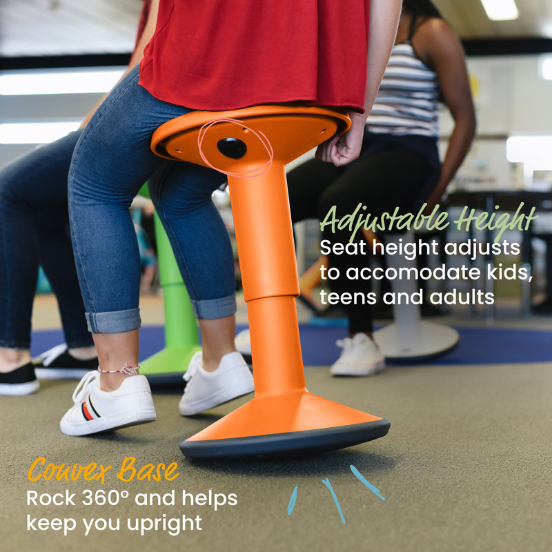 Adjustable Height Orange Wobble Stool with Non-Slip Seat