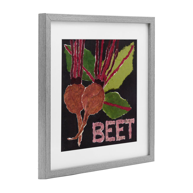 «Beets Root Légumes», reproduction d'art sous verre encadrée par Nancy Overton, Cadre de ferme gris, H 16 po x l 16 po