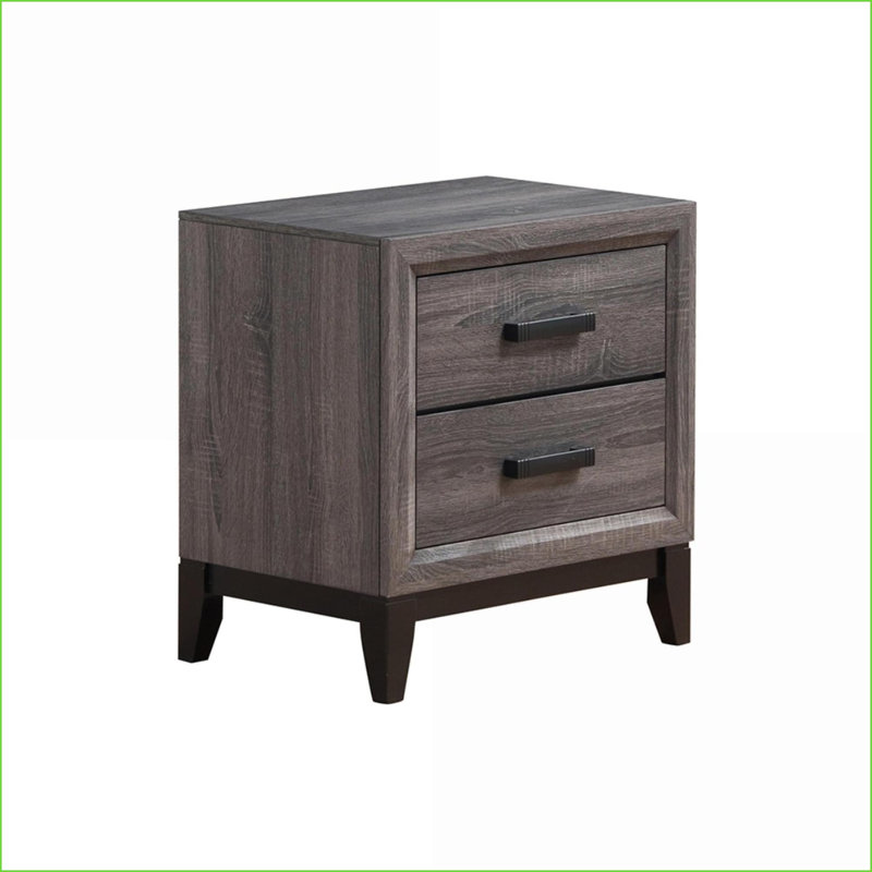 Très grand lit contemporain gris ardoise avec tête de lit à panneau | Bois d'hévéa | Lits standard