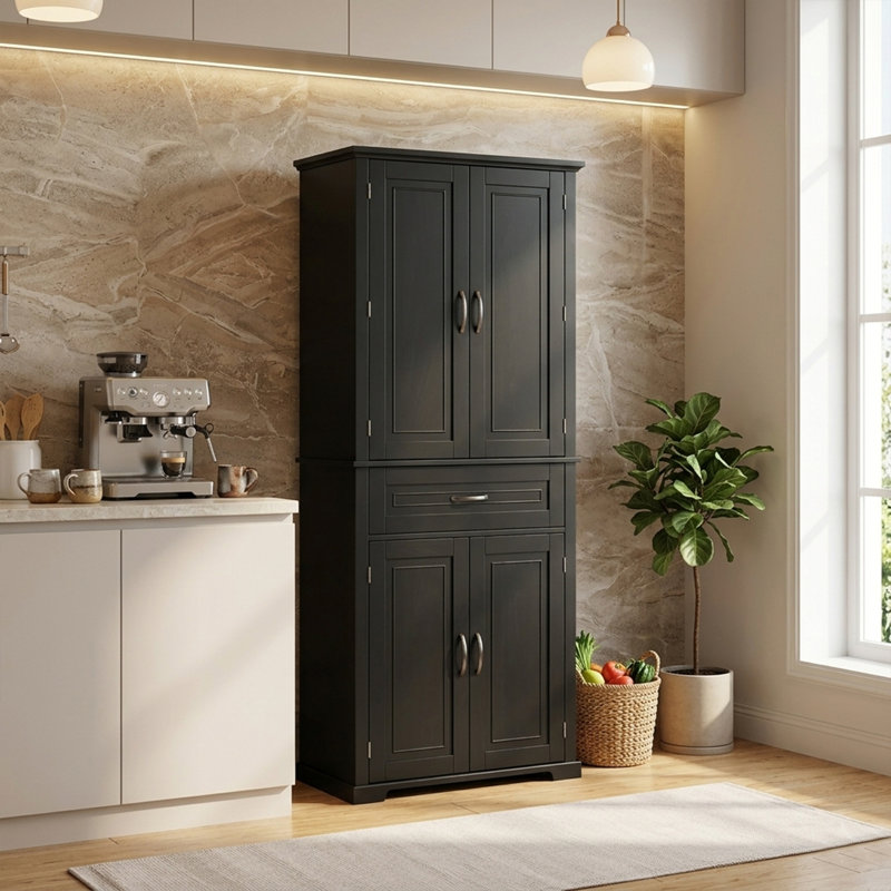 Armoire de cuisine à rangement multiple, armoire à linge avec tablette réglable