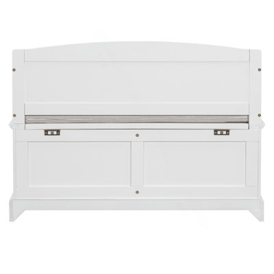 TREXM Shoe Bench, Retro Shoe Storage Bench With Safe Soft-Close Devices, Storage Chest With Hidden Storage And Cushion For Entryway, Hallway, Living Room (White)