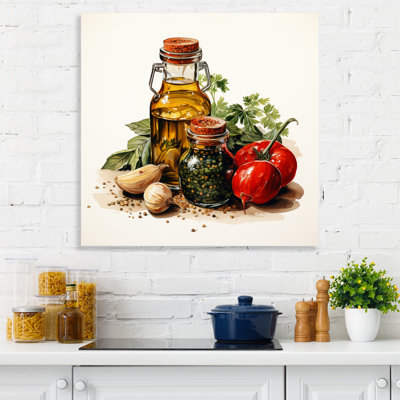 «Red and green Fragrant Herb Ensemble II - Spices», reproduction sur toile