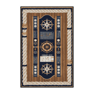Washable Ships Bridge Coastal Area Rug