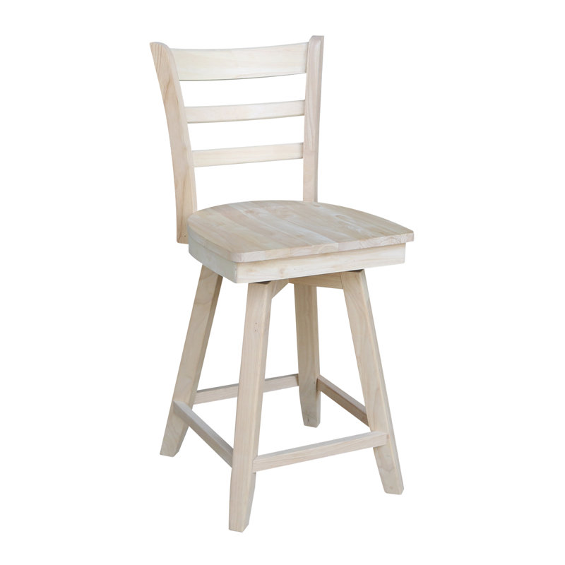 Delmontez Swivel Solid Wood Counter Stool, Counter Stool (24" Seat Height)
