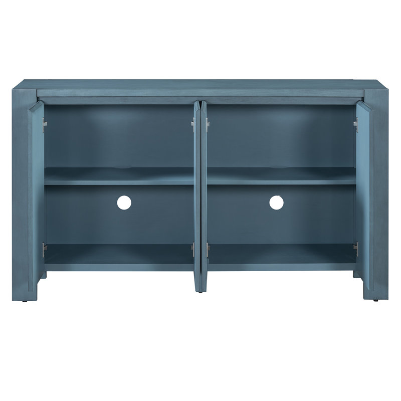 Buffet avec rangement, buffet en bois rétro à 4 portes avec finition vieillie et tablettes réglables pour la salle à manger, la cuisine et le salon