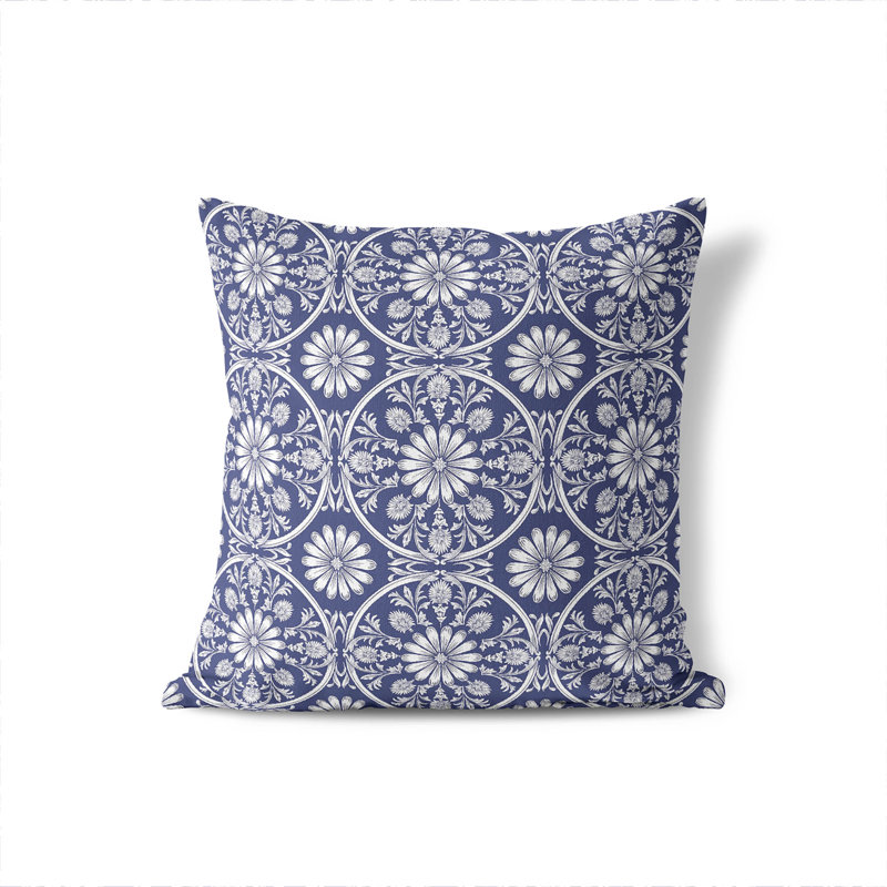 Daisy Tile Indoor Pillow, Square 16", Navy
