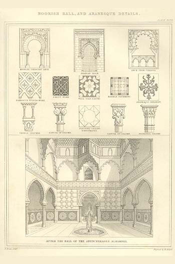 Moorish Hall and Arabesque - impression d'art graphique, H 36 po x l 24 po x P 1,5 po