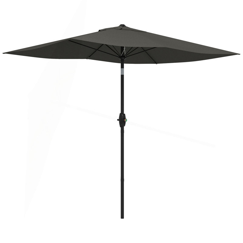 Parasol de marché d'extérieur de 6,5 pi x 10 pi avec manivelle et inclinaison à bouton-poussoir Outsunny