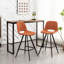 Tabouret de cuisine en tissu orange de 28,25 po de hauteur avec comptoir et pieds en métal noir - chaises